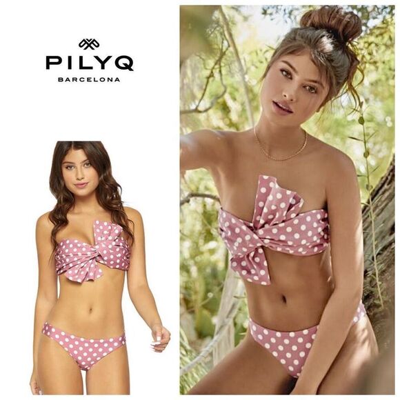 New. Pilyq Milly Dot bikini set. D-cup/M-bottom. MSRP $169 - Picture 1 of 10
